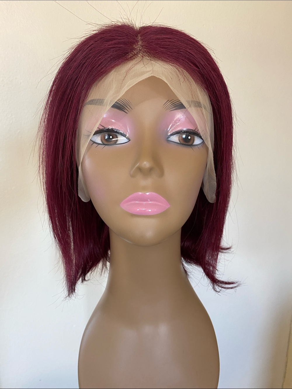 Burgundy Red Wig 13x4 Lace Front 12” Human Hair Bob Glue-less